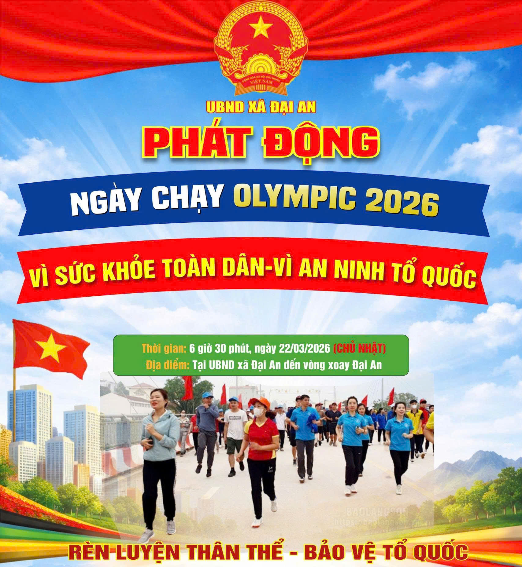 UBND xã Đại An phát động Ngày chạy Olympic – Vì sức khỏe toàn dân – Vì an ninh Tổ quốc năm 2026